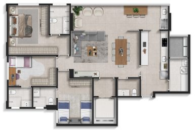 Planta 143m² Coz. Fechada