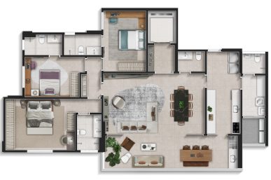 Planta 164m² Coz. Fechada